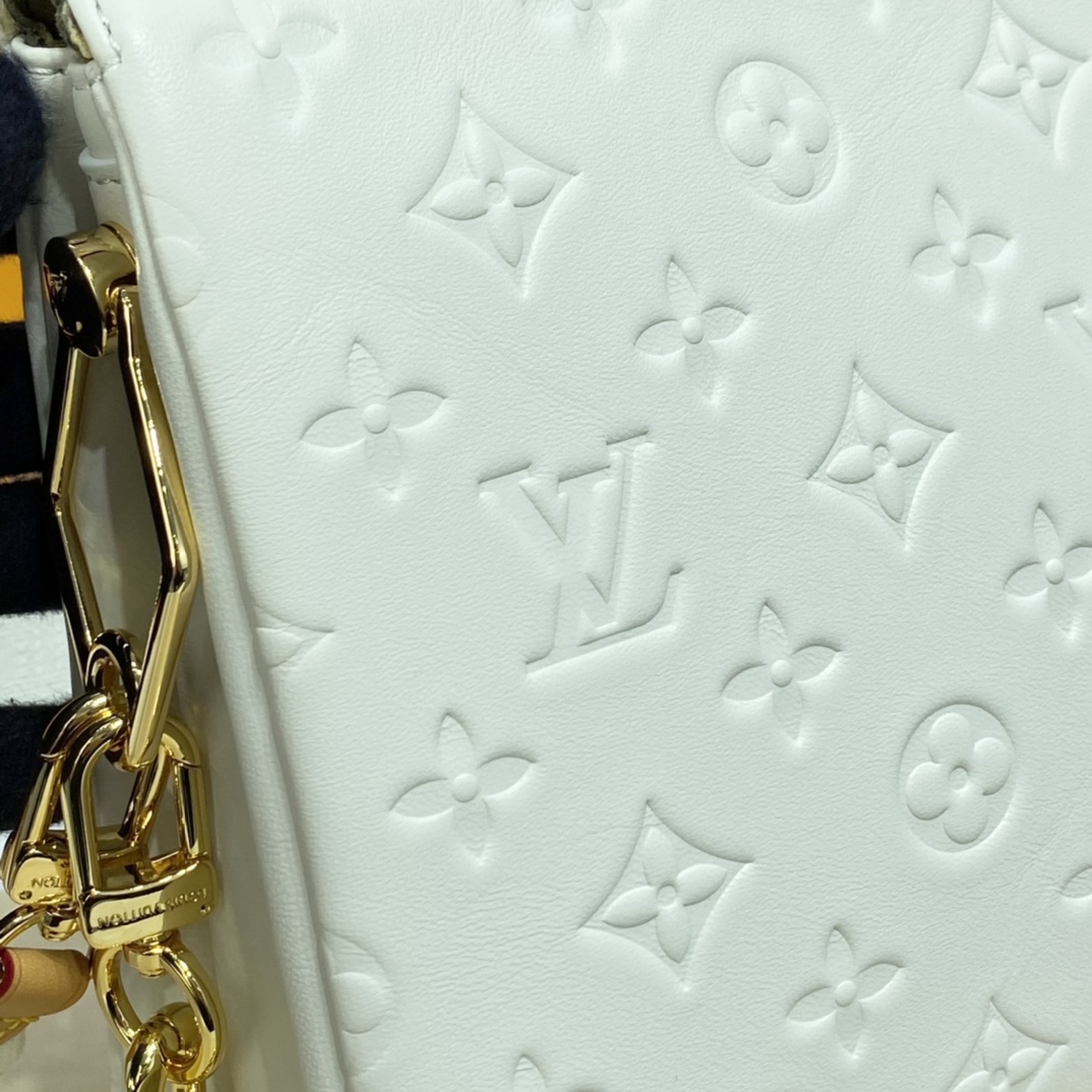 Louis Vuitton COUSSIN PM Handbag Monogram Embossed M57793 Cream